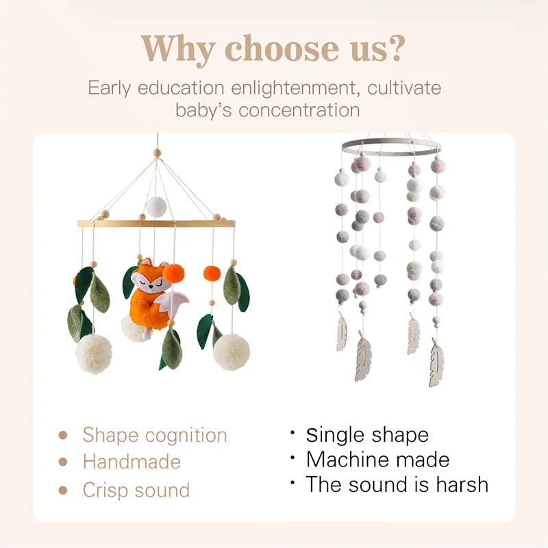 Hemasa Baby Mobiles  Mobiles Toy /Hemasa  Fox Shape Wooden Mobile for Gift
