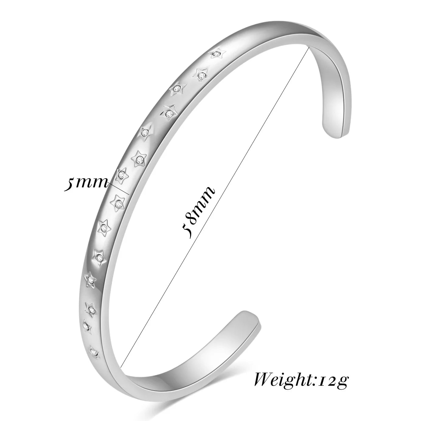 VQYSKO Star Bracelet Zircon Bangle Stacking Open Cuff Woman Jewelry Gifts For Her
