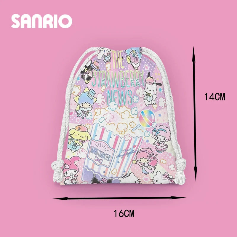 Sanrio Cute Wallet Melody Pocket Hello Kitty Coin Pueses Small Cloth Bag Sundries Storage Bag Cosmetic Bags Portable Wash Bag