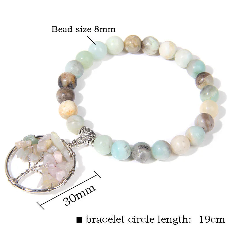 7 Chakra Tree of Life Pendant Bracelets 8mm Blue Turquoise Bead Bracelets Bangles Women Yoga Healing Jewelry Gifts Wholesale