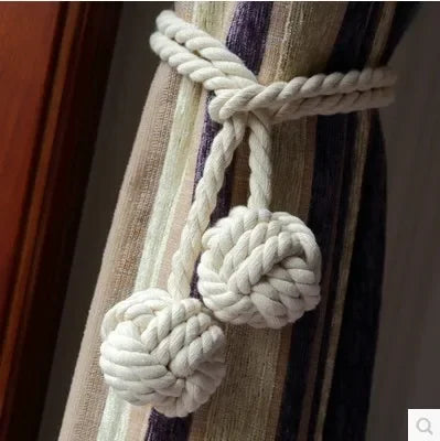 Macrame Curtain Tieback Curtain Tied Ball Hand-woven Cotton Straps Hanging Ball for Bedroom Living Room Boho Decor Accessories