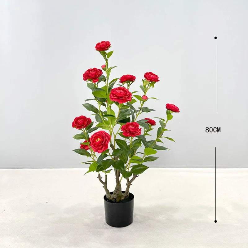 Simulation camellia tree camellia artificial simulation green plant potted home decoration floor plant manufacturer wedding came
