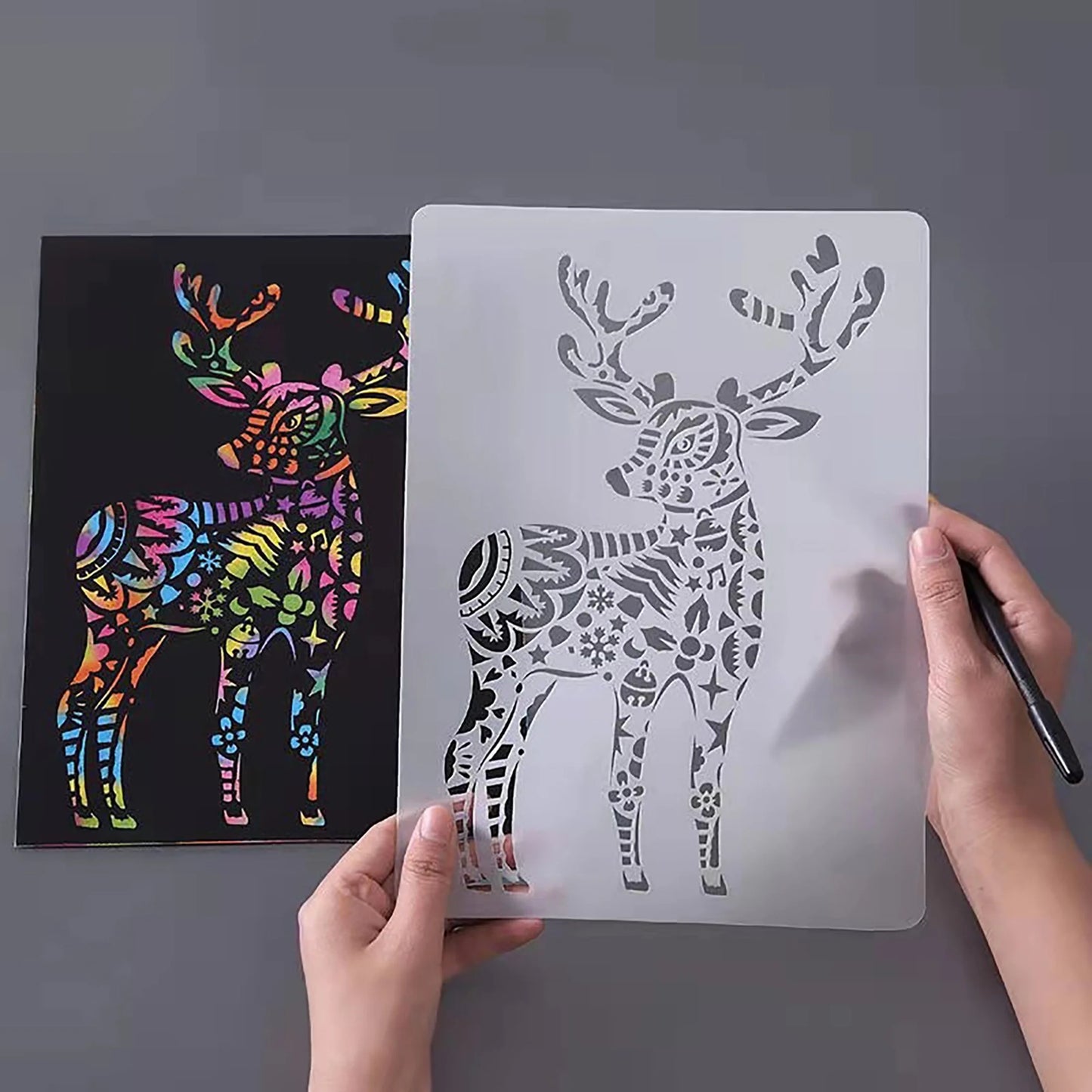 5pcs11*8in Hollow Painting Template, Creative Animal Airbrush Printing Plate, Scratch Painting Template