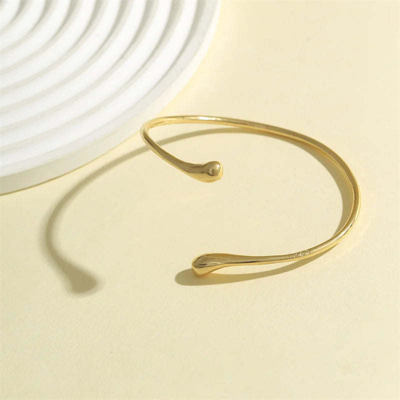Simple Vintage Water Drop Open Cuff Bangles for Women 2024 Trend Goth Geometric Arm Bracelet Aesthetic Jewelry Gift Wholesale