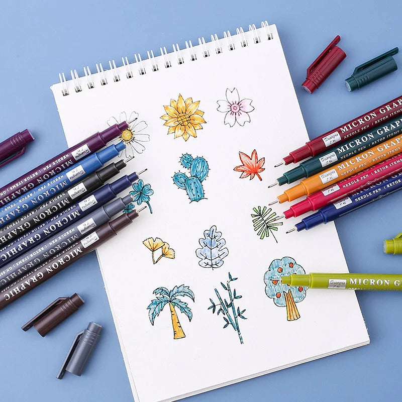 Hemasa Water-based syringe pen set 12 colors handbook pen painting tracing doodle colorful waterproof outlining pen