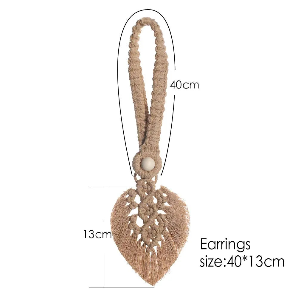 Macrame Handmade Leaf Hand-Woven Boho Tassel Curtain Tie backs Window Straps Accessories For Living Room Decor