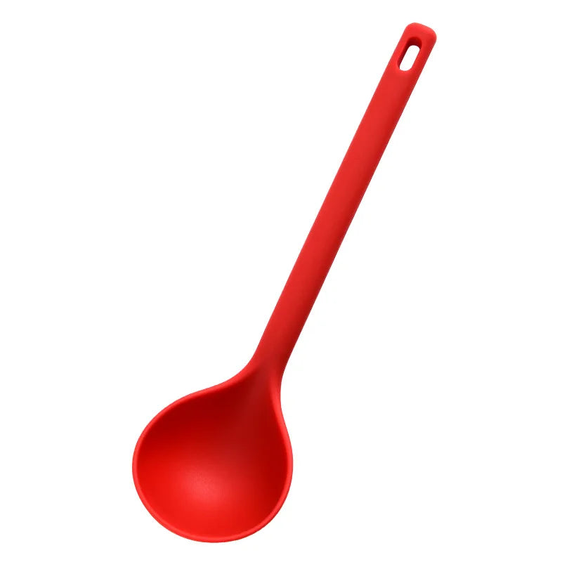 Large Thickened Silicone Soup Spoon Long Handle Ramen Noodles Bouillon Ladle Japanese Kitchen Tablespoons Tableware Kitchenware