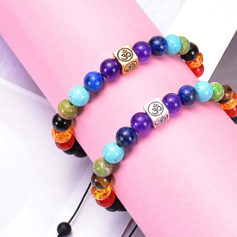 Kolmsta 7 Chakra Reiki Prayer Healing Balancing Bracelet Elephant tree of Life Natural Beads Bracelets Yoga Meditation Jewelry