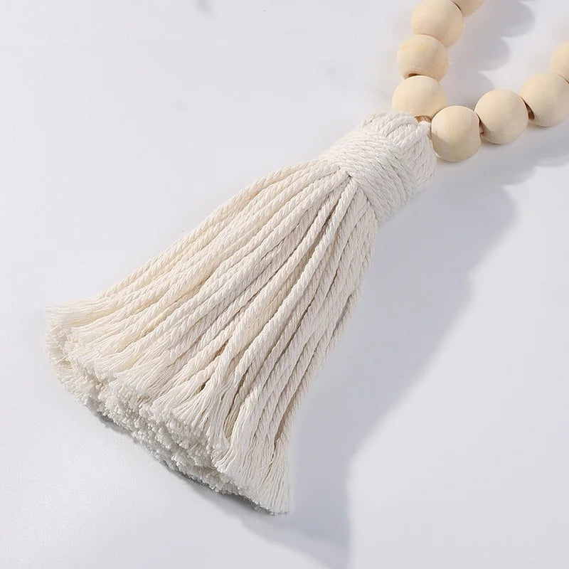 1pc Curtain Buckle Straps Hand-woven Wooden Beads Tassel Fresh Curtain Buckle Home Decoration Curtain Tieback Room Accessories