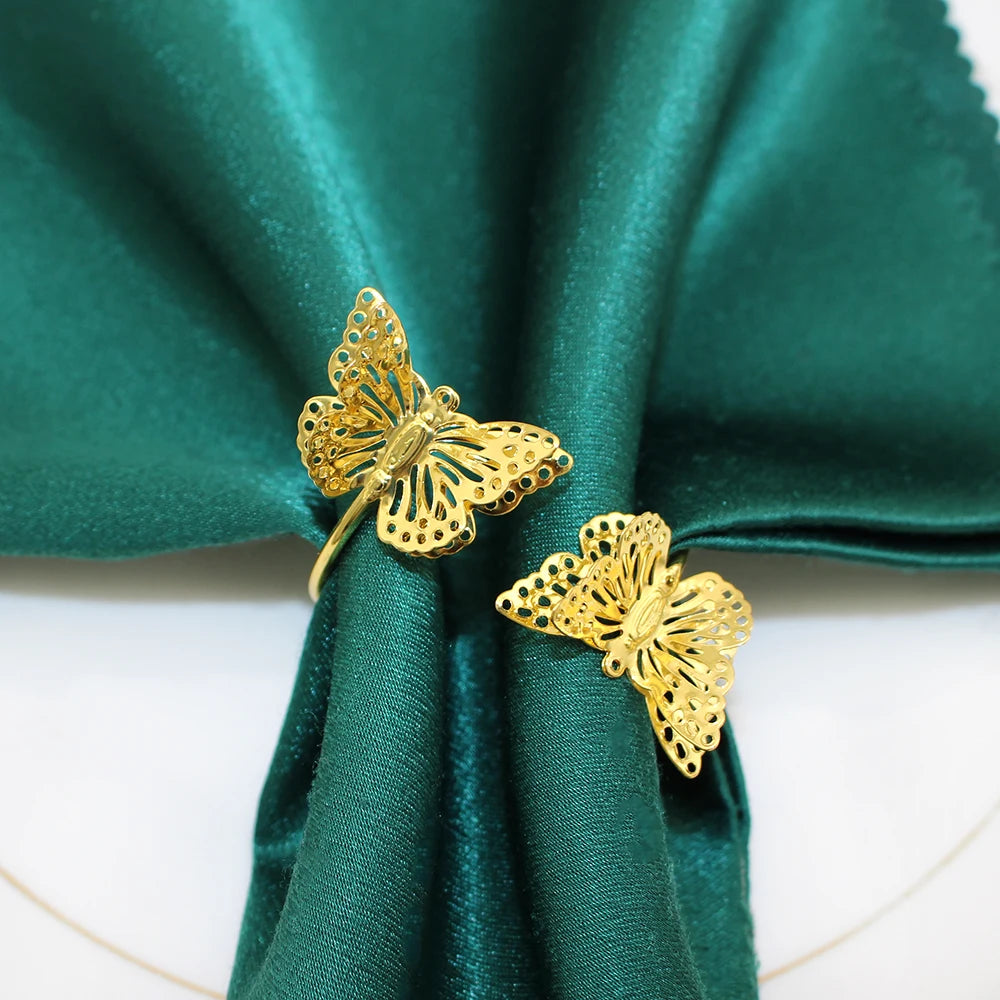 12Pcs Gold Napkin Rings Metal Butterfly Napkin Rings Holder for Dinner Party Wedding Christmas Gathering Table Decoration HB252