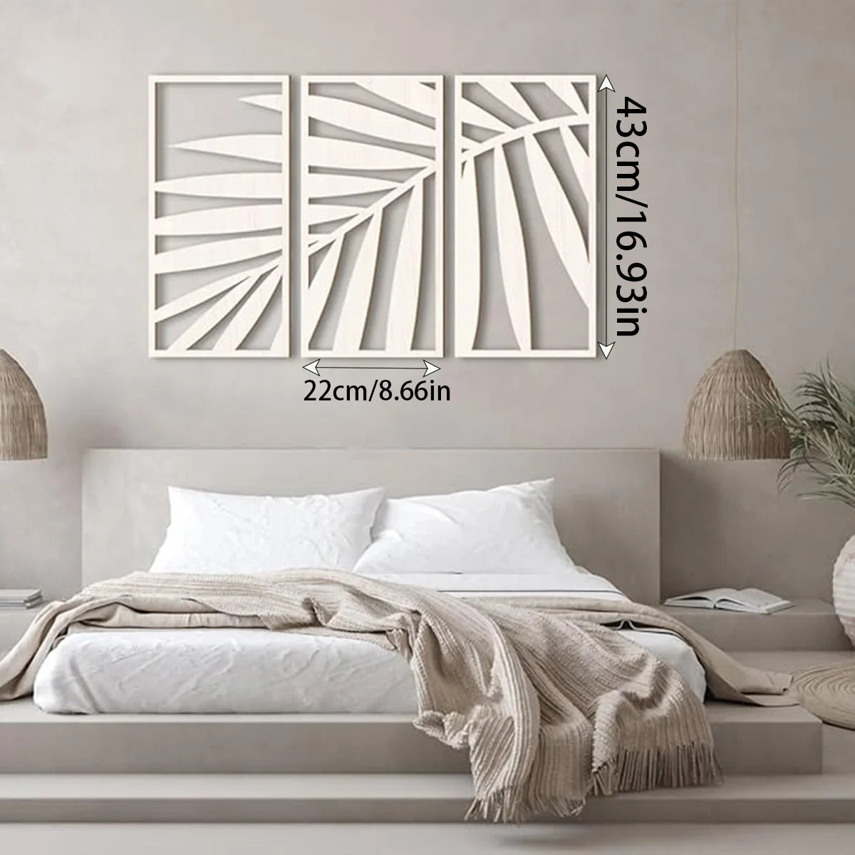 Tejesa 3pcs Wooden wall decoration hollow wooden leaf wall art for kitchen /bathroom /living room /dining room /porch wall