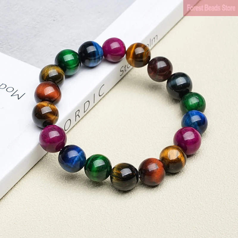 Mixed Color Tiger Eye Bracelets Women Fashion Charm Yoga Energy Meditation Strand Bangles Wrist Jewelry Pulseras 6/8/10/12mm