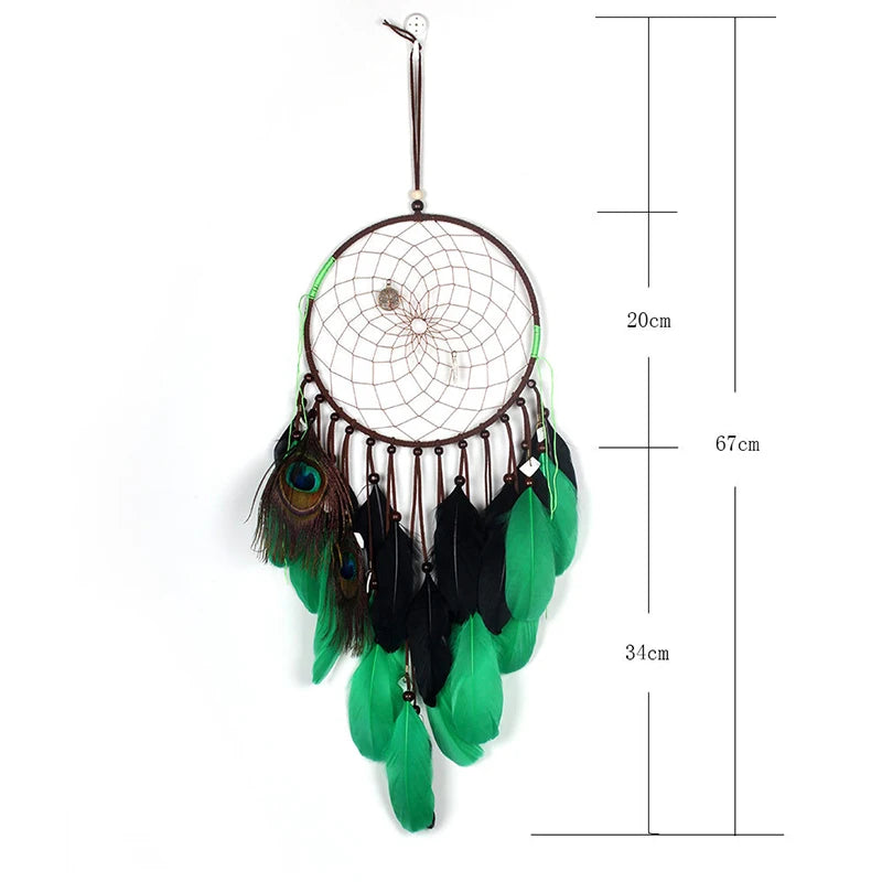 Hemasa Dream Catcher Blue Feather Wind Chime Handmade Girls Room Bedroom Wall Hanging Pendant Ornaments Birthday Gift Home Decoration