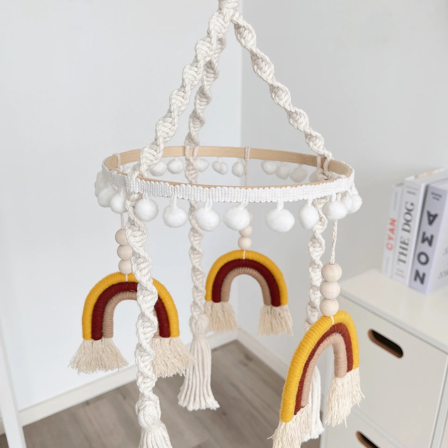 Nordic Nursery Decor Kids Room Mobile Hanging Decoration Kids Rainbow Pompoms Wind Chimes Kids Room Hanging Decor 2022 New