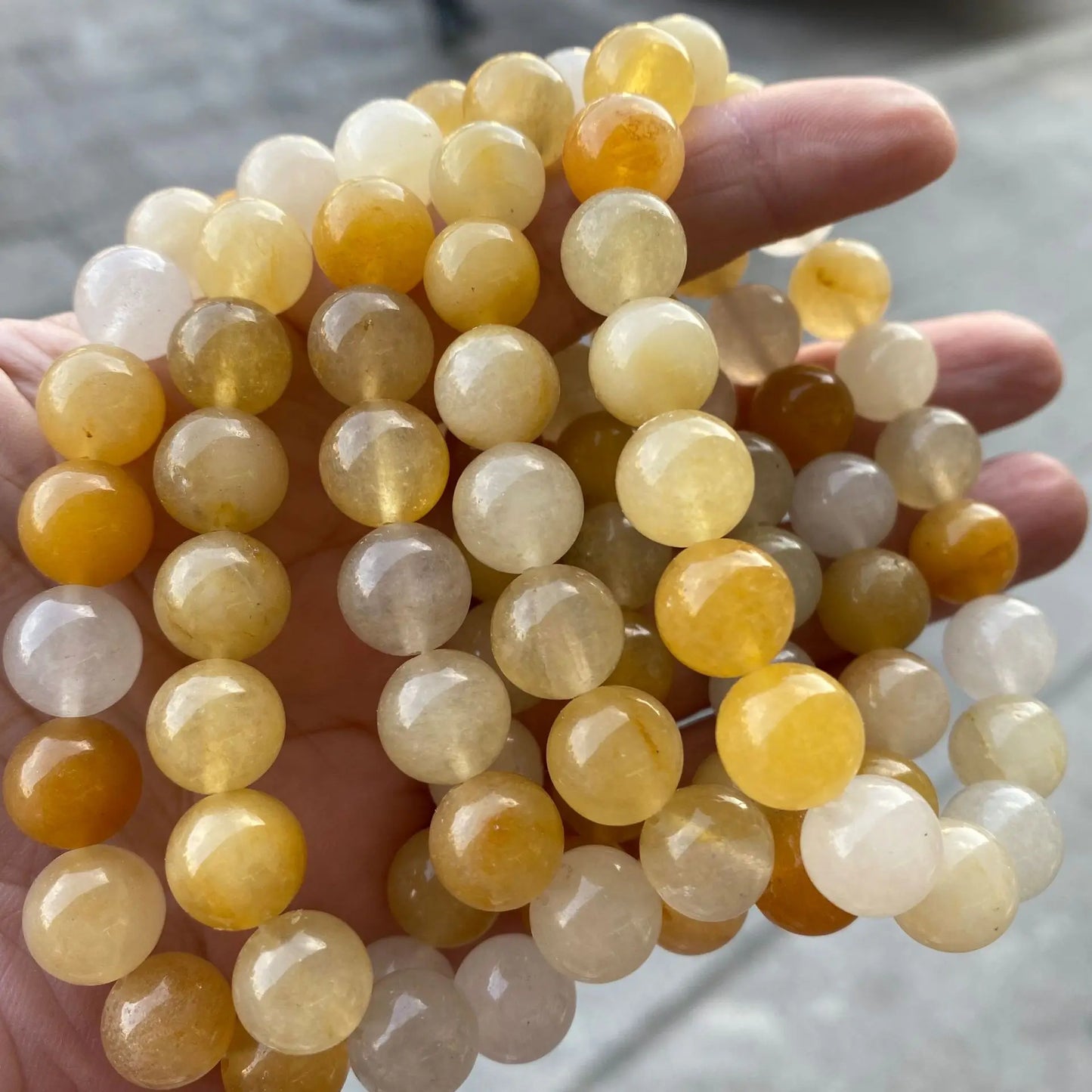 Natural Stone Aragonite Beads Bracelet Women Yellow Topaz Jade Quartz Crystal Yoga Reiki Healing Stretch Bangles Female