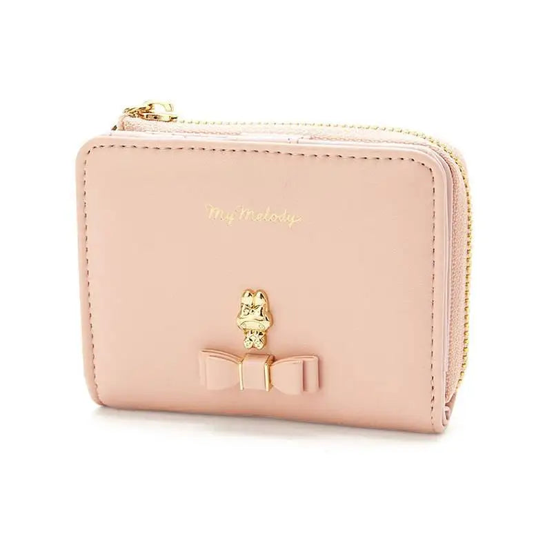 Fashion Sanrio Women Coin Purse Cute Cartoon My Melody Kuromi Cinnamoroll PU Leather Short Wallet Casual Zipper Card Holder