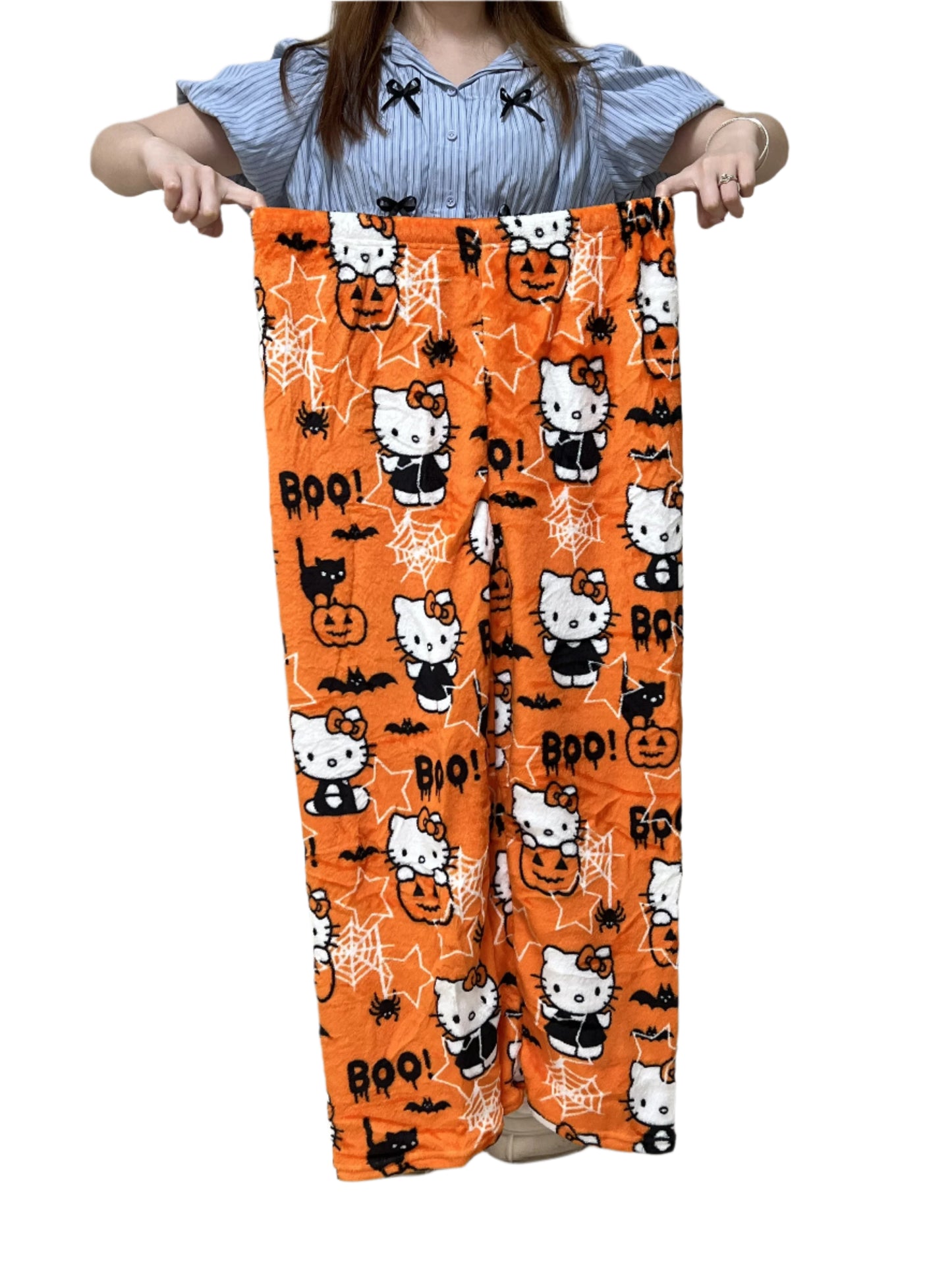 Hemasa Hello Kitty Pajama Halloween Flannel Fashion Trousers for women