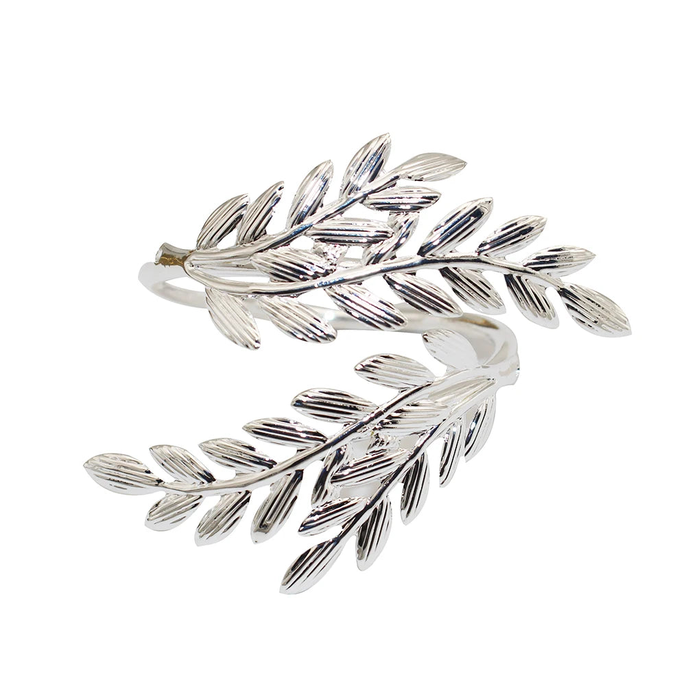 6Pcs Silver Leaf Napkin Rings Metal Napkin Rings Holder for Wedding Decorations Kitchen Dining Table Decor HWL88