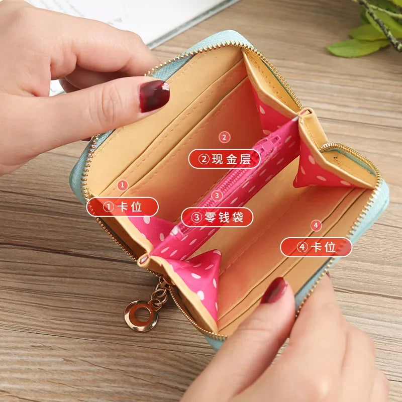 New Korean Fashion Small Wallet Women's Bow Cute Purse Zipper Mini Wallet Coin Purse Change Bag Coin Pouch Credit Card Holder