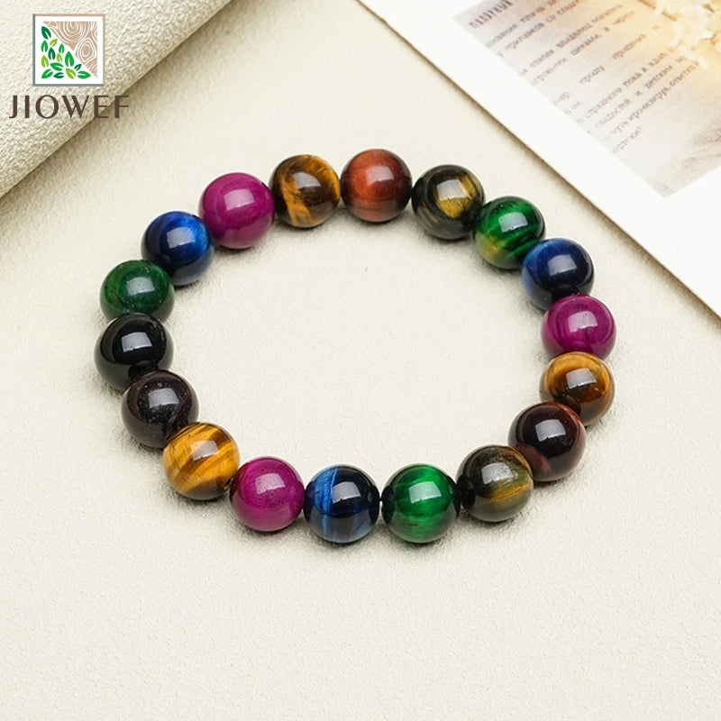 Mixed Color Tiger Eye Bracelets Bracelet Made of Real Natural Stone Beads Body-Purifying Geniune for Women Pulsera 6/8/10/12mm