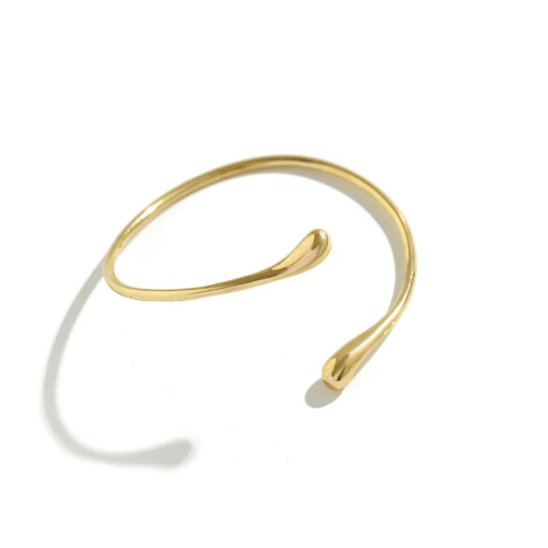Simple Vintage Water Drop Open Cuff Bangles for Women 2024 Trend Goth Geometric Arm Bracelet Aesthetic Jewelry Gift Wholesale