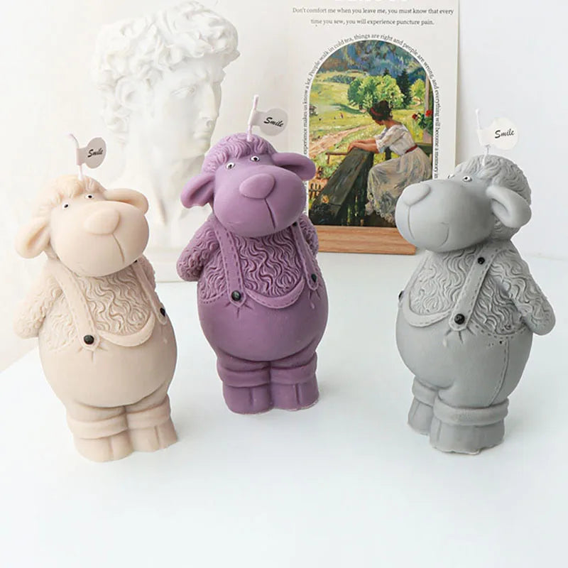 3D Overalls Sheep and Unicorn Candle for Home Decor
