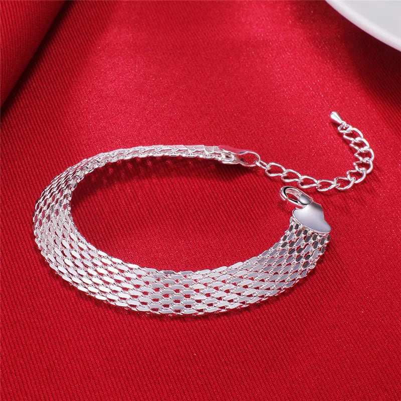 Hot New 925 Sterling Silver Bracelets For Women Exquisite Fashion Weaving Chain Wedding Party Christmas Gifts Jewelry