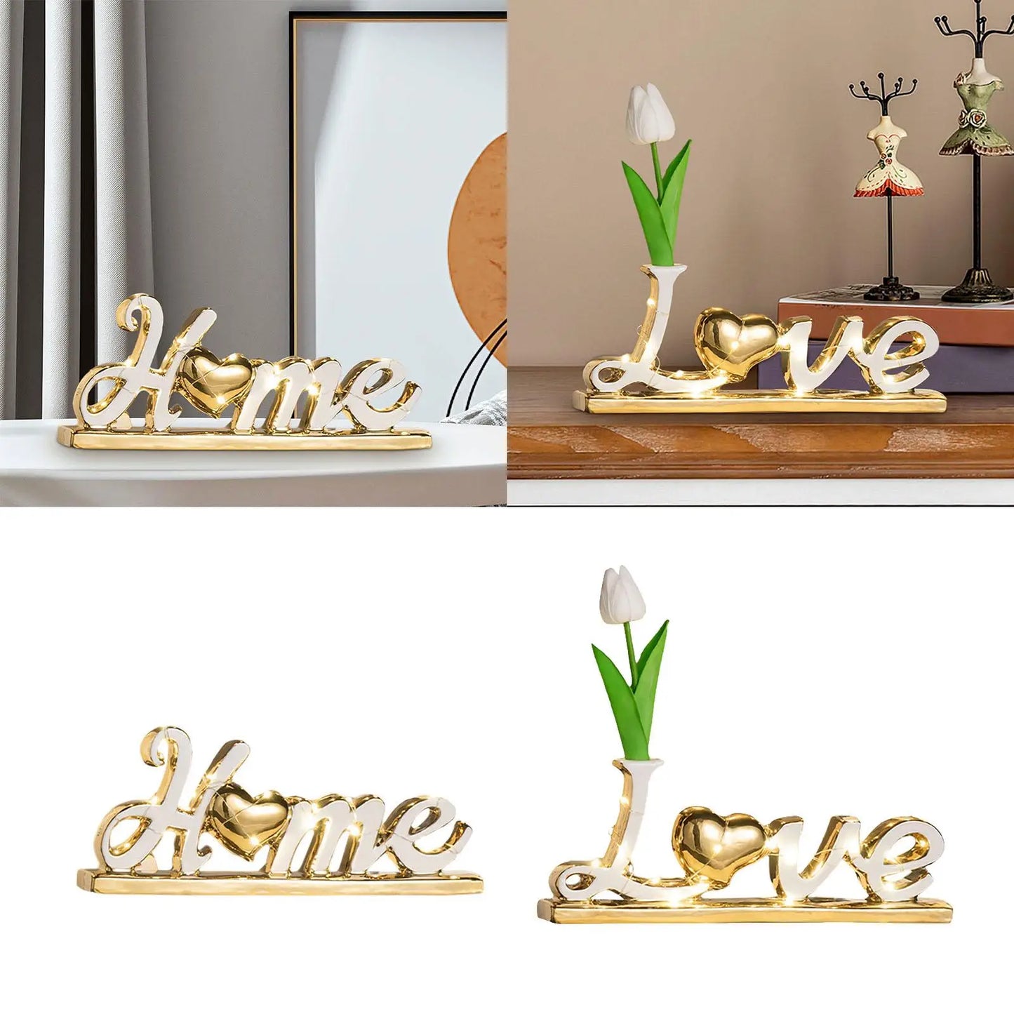 Hemasa Tabletop Freestanding Letter Sign Tabletop Decor Ceramics Table Centerpiece
