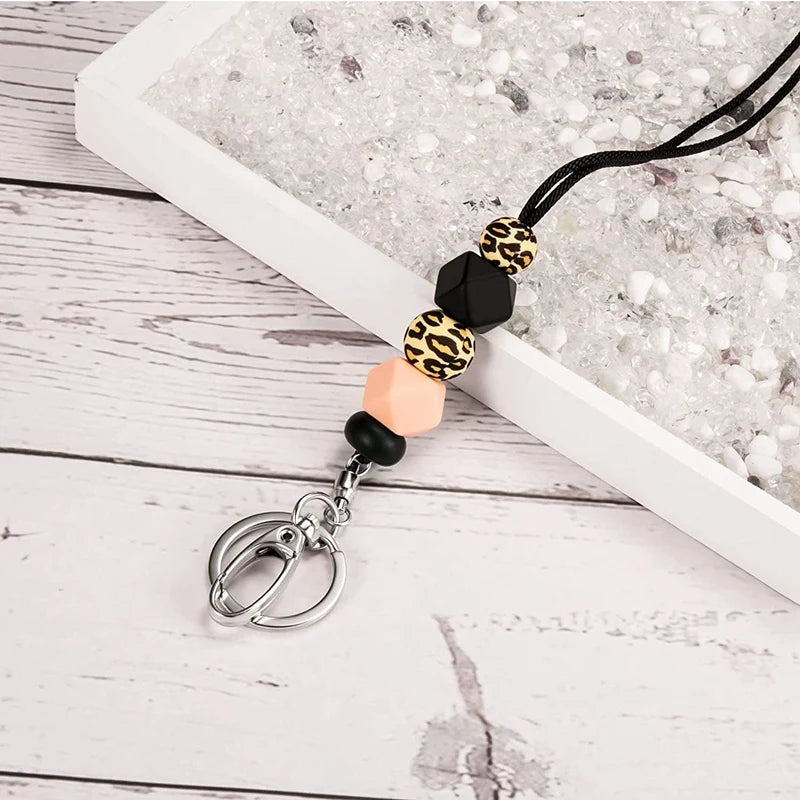Hemasa Teacher Lanyards For ID Badges For Teens Silicone Beaded Lanyards For Keys For Women Nurse Office Worker
