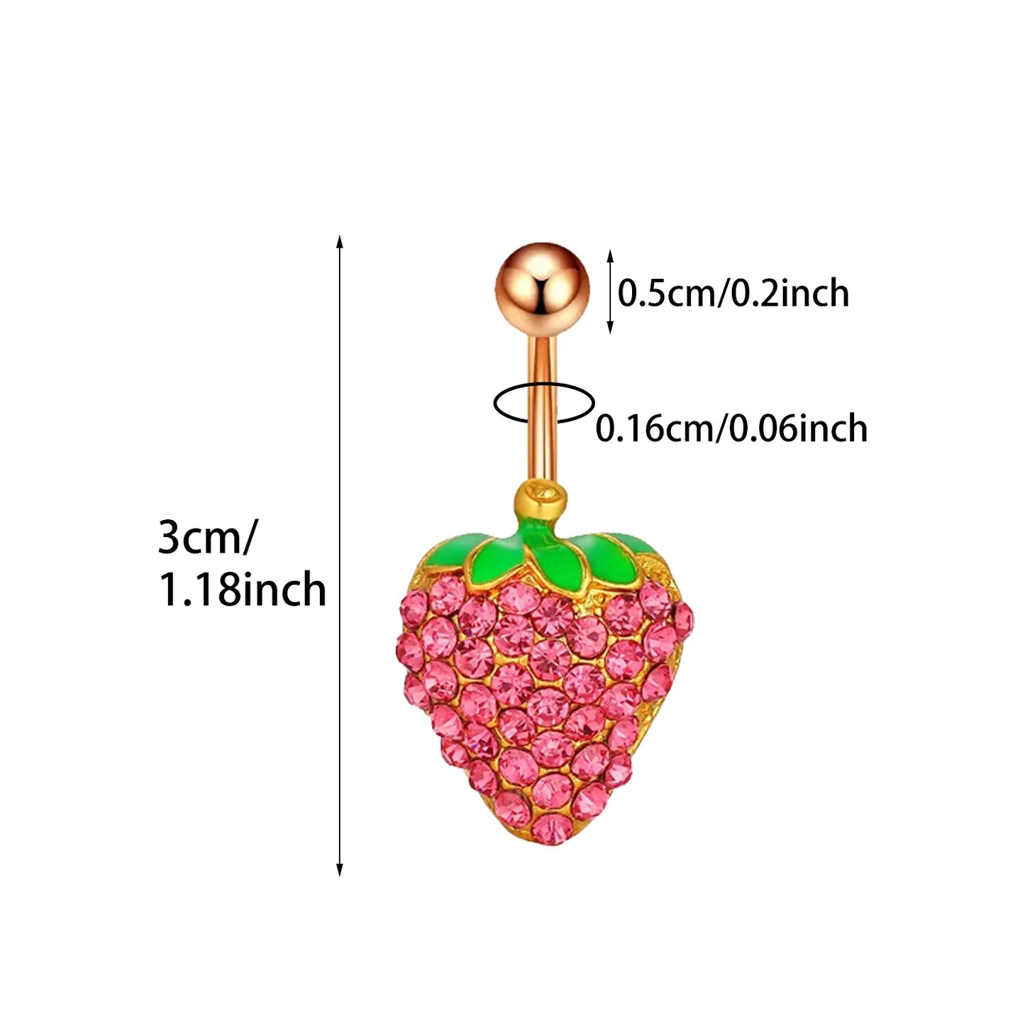 New Cherry Strawberry Flower Belly Button Rings Dangle Navel Barbell Piercing for Women Christmas Gifts