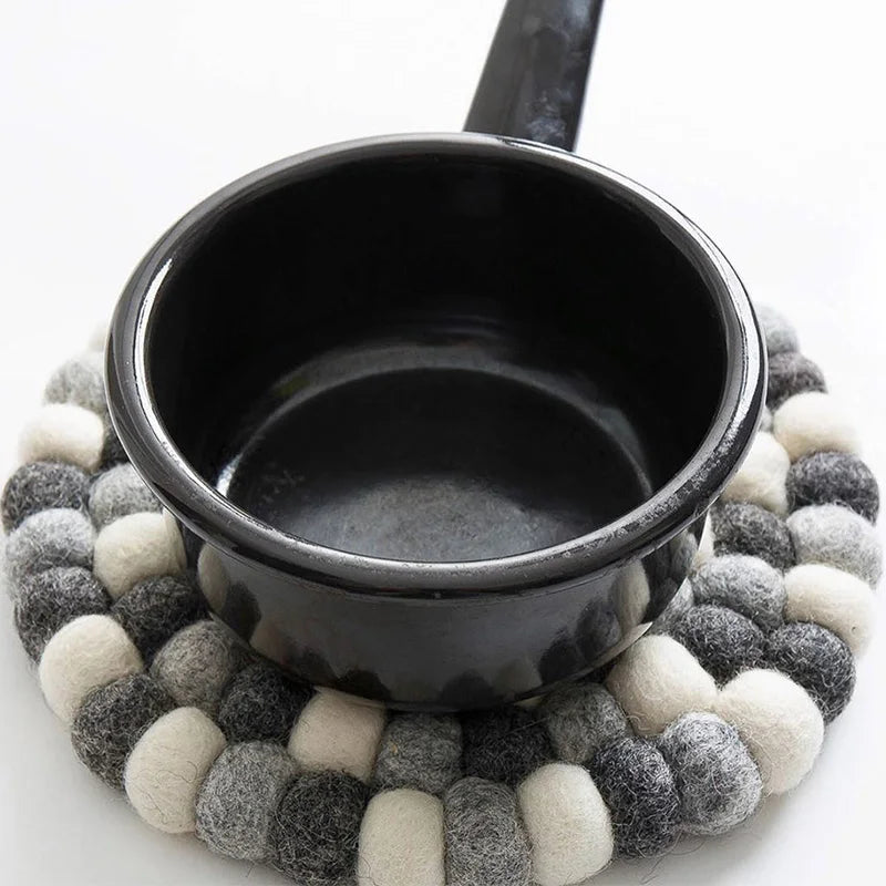 Hemasa Wool Felt Coaster 20cm Round Handmade Placemats(set of 2)