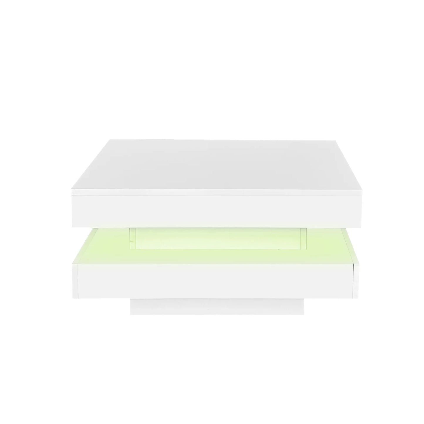 Square High Gloss Coffee Table with 360° Rotating Top,Tea Table with 16-Color LED Light,Centre Table Home Furniture 70x70x36 cm