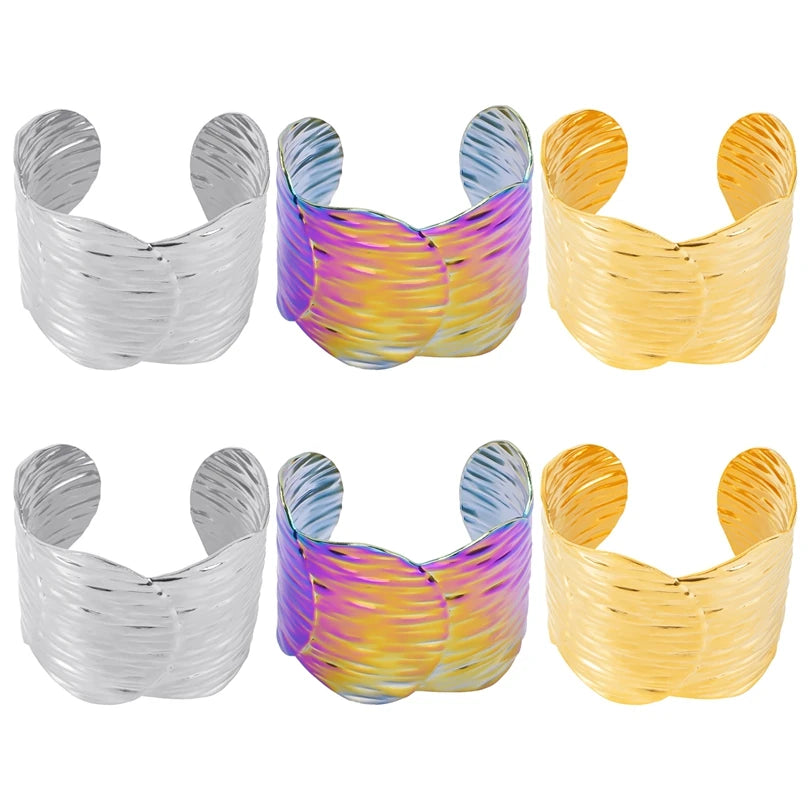 Stainless Steel Wide Foliage Bangle Bracelet For Women Men Vintage Hollow Wide Bracelet Women Aesthetic Jewelry Christmas Gift