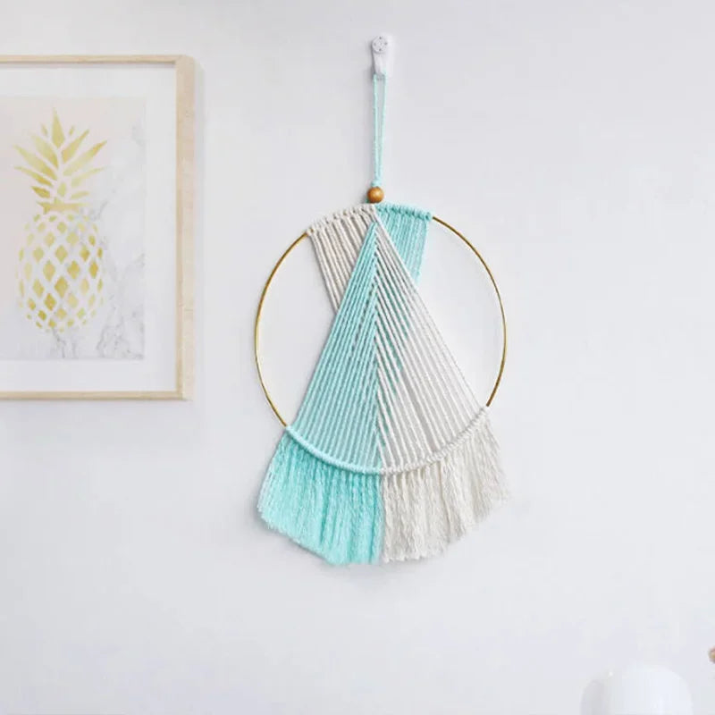 Nordic Macrame Hoop Wall Hanging Tapestry Boho Hand Woven for Livingroom Bedroom Backdrop Room Home Decor House Decoration