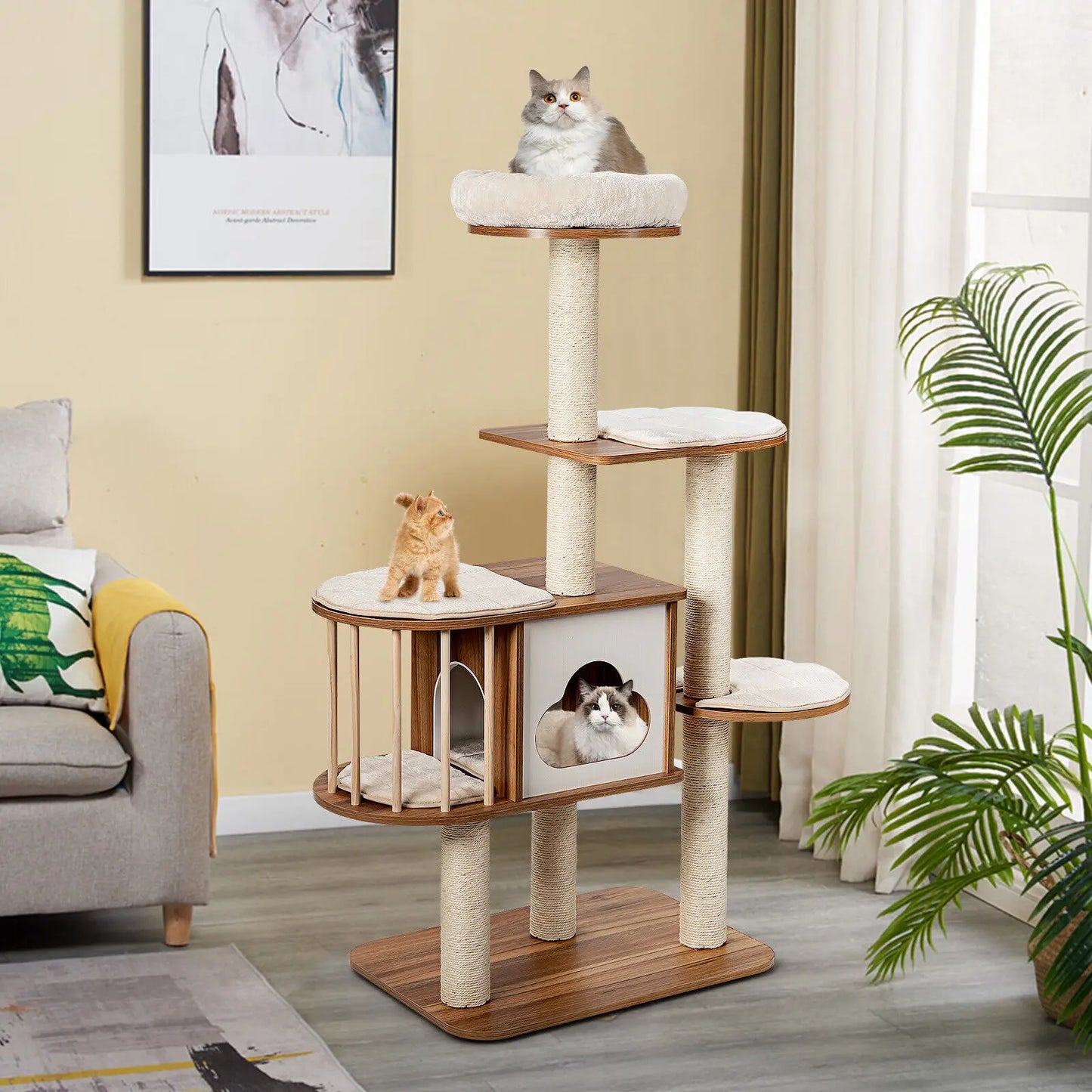 Hemasa Large Cat Tree Tall Cat Tower Multi Level Activity Centre