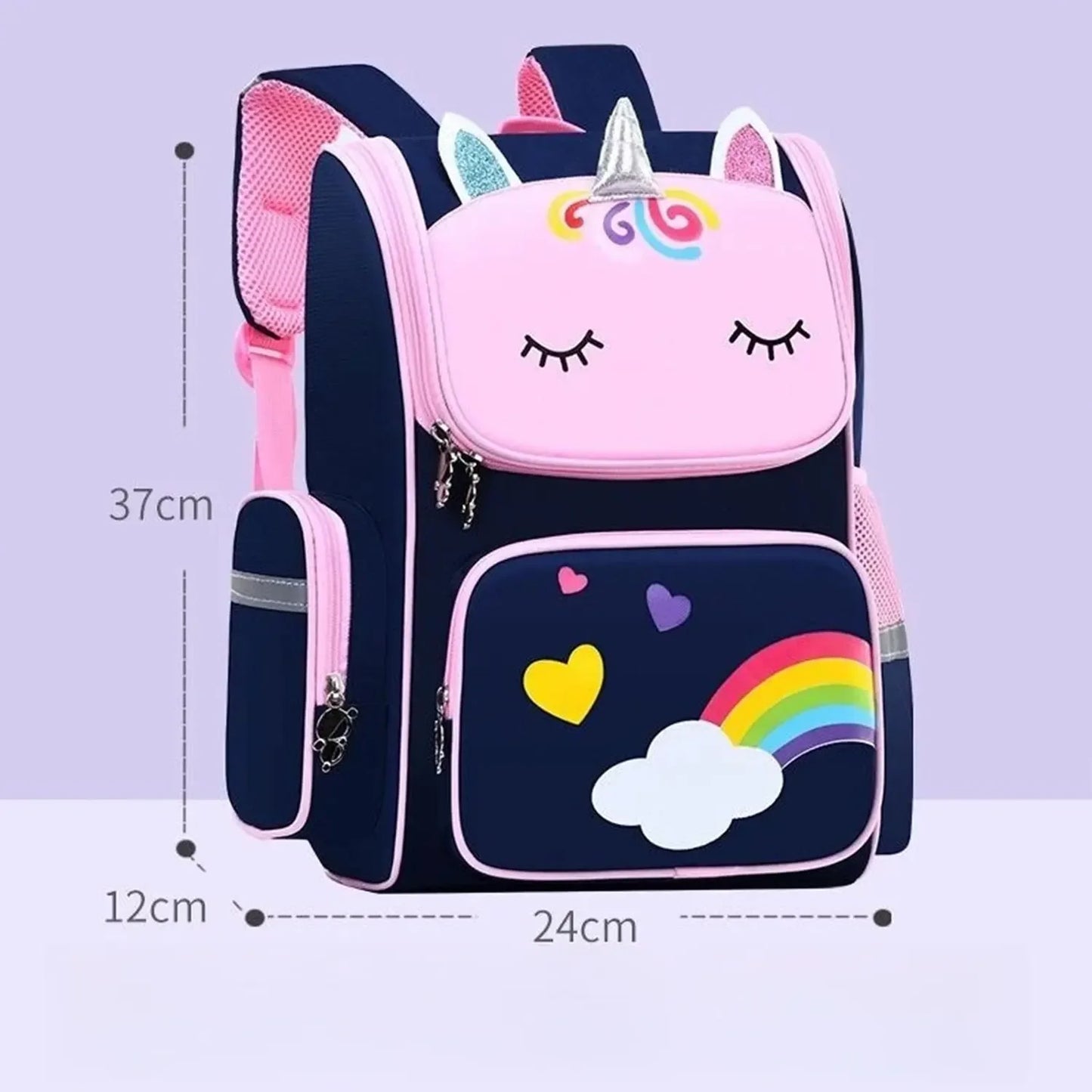 Unicorn primary school students cartoon schoolbag pink blue children's schoolbag kindergarten schoolbag boys girls