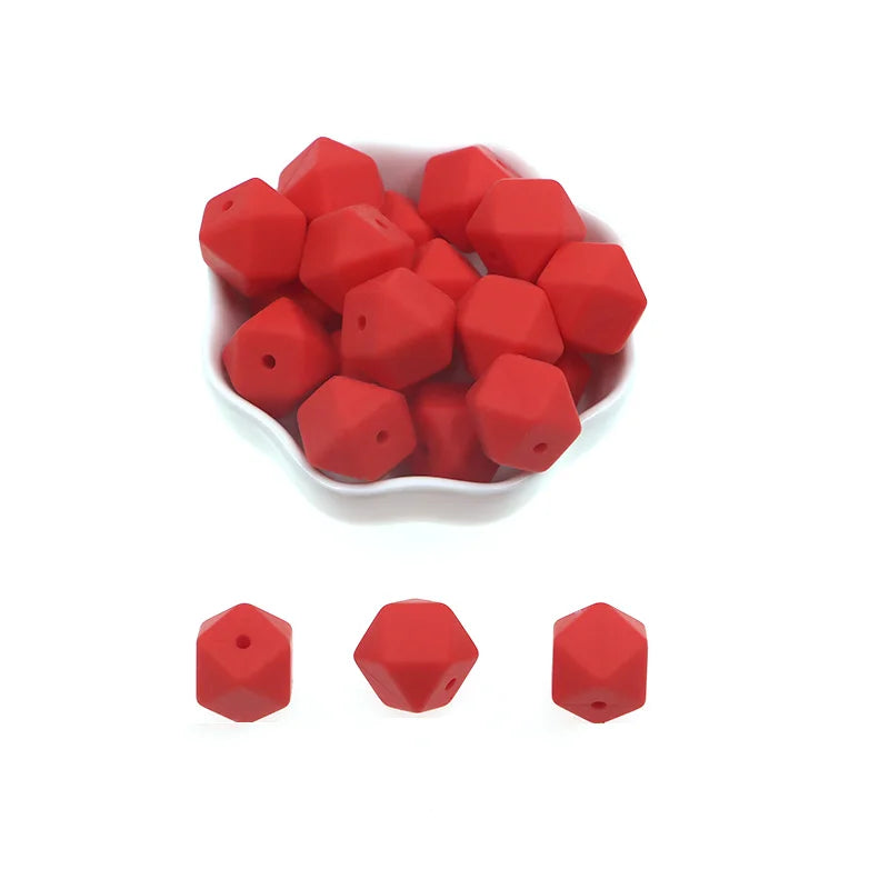 Kovict 14mm Hexagon Silicone Beads 100/200/500Pcs For Jewelry Making DIY Personalized Bracelet Pacifier Chain Accessories