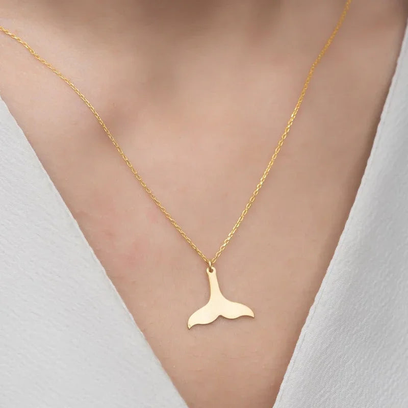 Hemasa Stainless Steel  Fish Tail Pendant Choker Necklaces For Women Wedding Party Gifts