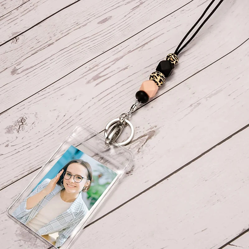 Hemasa Teacher Lanyards For ID Badges For Teens Silicone Beaded Lanyards For Keys For Women Nurse Office Worker