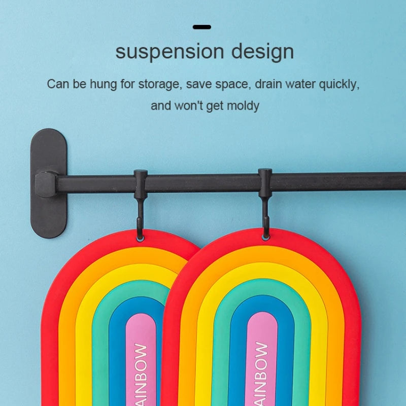 Hemasa Rainbow Silicone Table Mat Coaster Nordic style Insulation Pad Cup Mat Plate Non Slip Placemat Home Decor (Set of 4)
