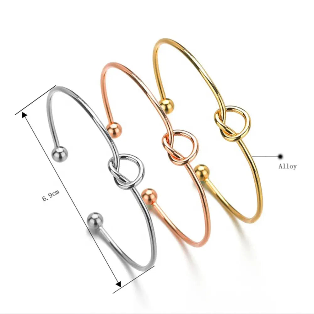 Love Knot Bracelets Thank You Bridesmaid Proposal Gifts Wedding Party Favers Tie The Knot Open Cuff Bangles for Women Girls