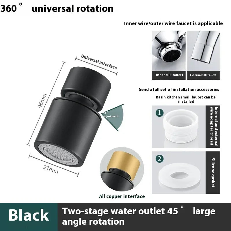 Home 360° Basin Faucet Adapter Do Kranu Spray Filter Accessory Kitchen Sink Splash 2 Rotary Adjustable Washbasin Proof Shower