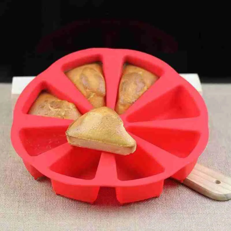 Silicone Cake Mold 8 Grids Shape Striangle Kitchen Pizza Plate Bakeware Non-stick Bread DIY Baking Pastry Cake Molds