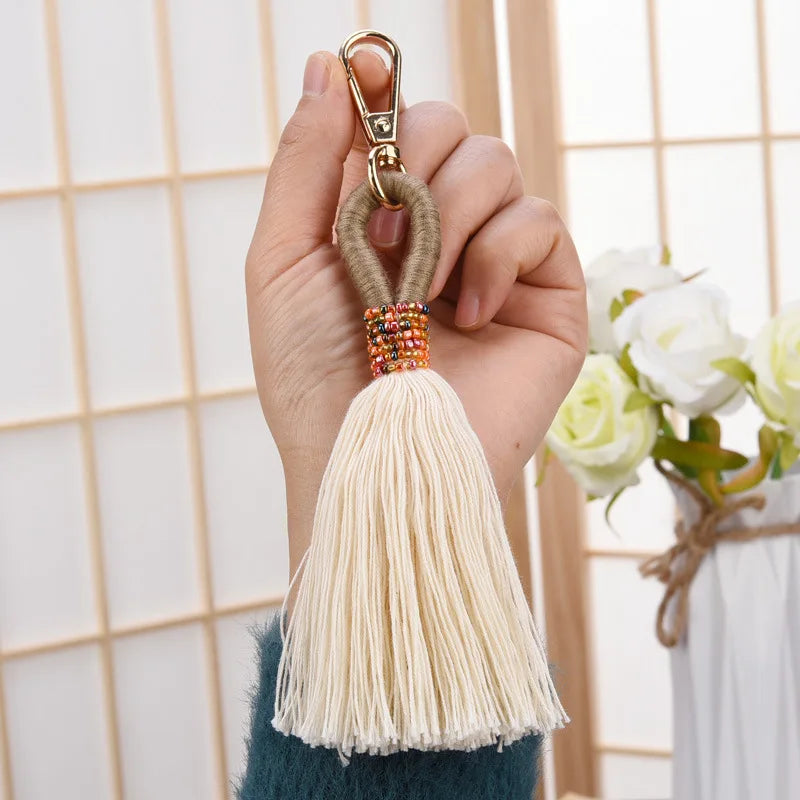 Hemasa Hand Woven Key Chain Millet Bead Accessories Tassel Key Chain Bag Pendant Accessories Jewelry Dropshipping