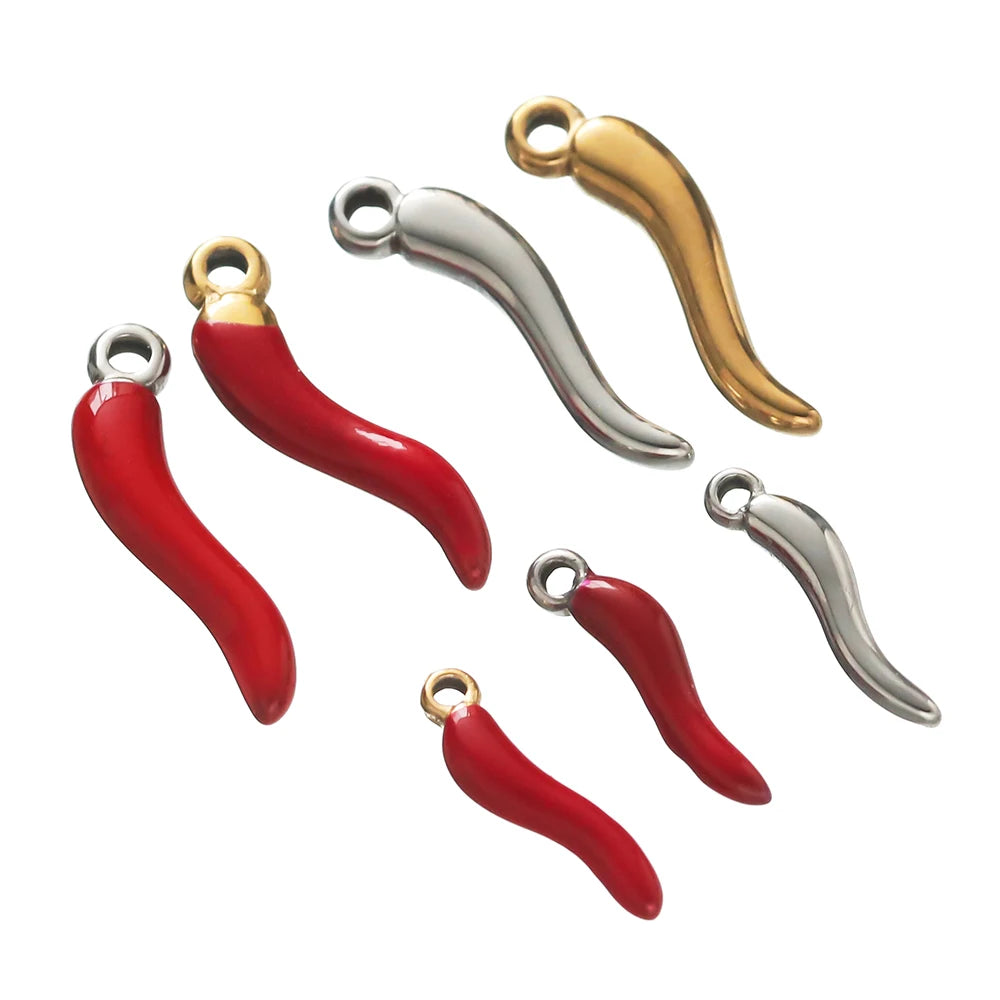 5pcs/lot Stainless Steel Multiple Metal Small Capsicum Pendants for DIY Bracelet Necklace Beads Jewelry Making Accessories