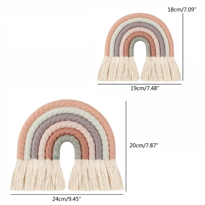 INS Hand-woven Rainbow Wall Hanging Ornaments Nordic Baby Bed Kids Room Decoration Nursery Decor Photo Props