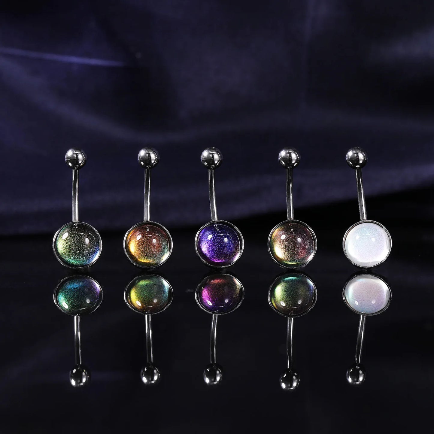 AOEDJ 18G Fish Scales Belly Piercings Shell Pattern Navel Piercing Ring Colorful Belly Button Ring Women Body Piercing Jewelry