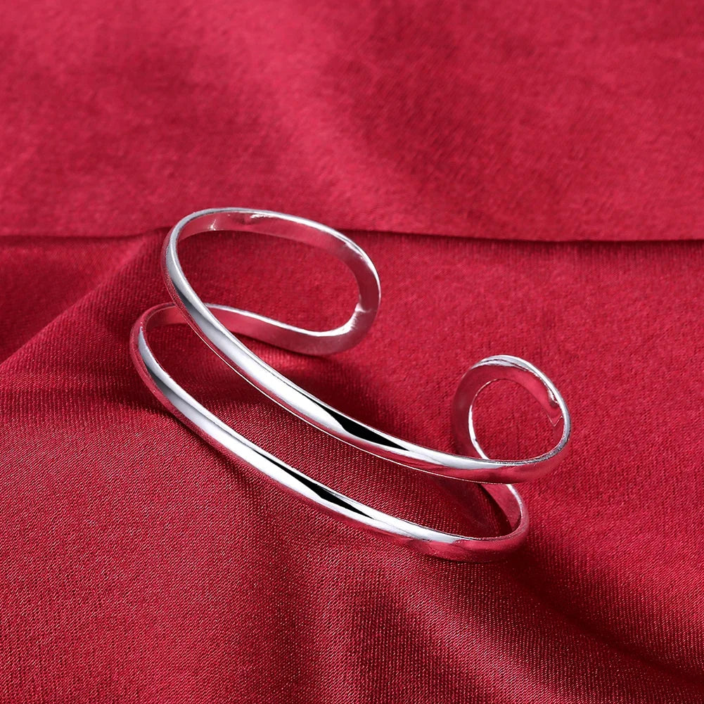 High quality 925 Sterling silver Double line bangle For Man Women adjustable Bracelet fashion party wedding streetwear Jewelry