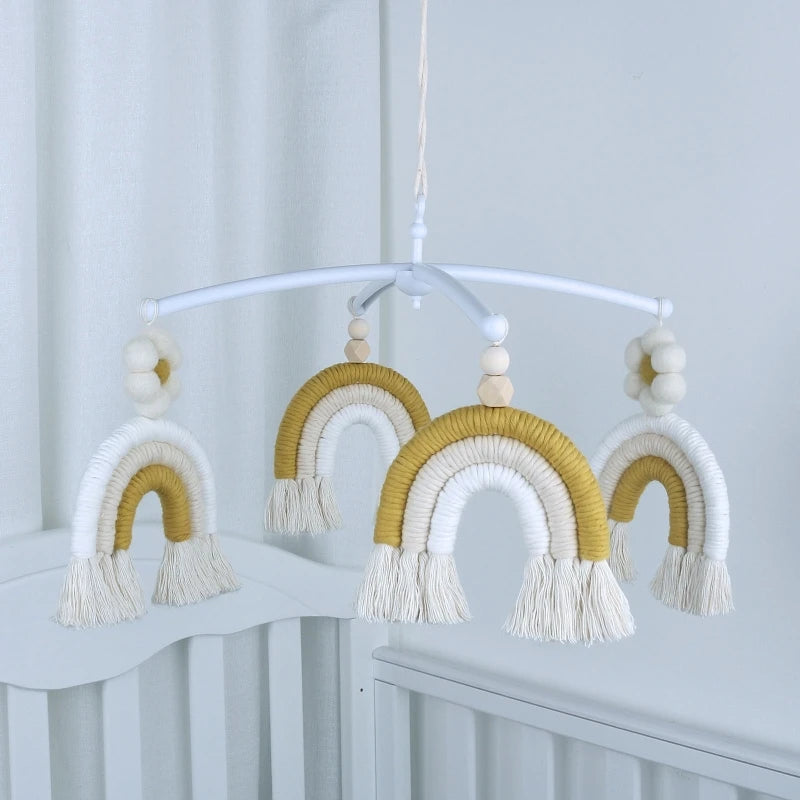 Hemasa Handmade Rainbow  Baby  Mobile Rattle Musical Rattles Kids Girls Bedroom Hanging Decor