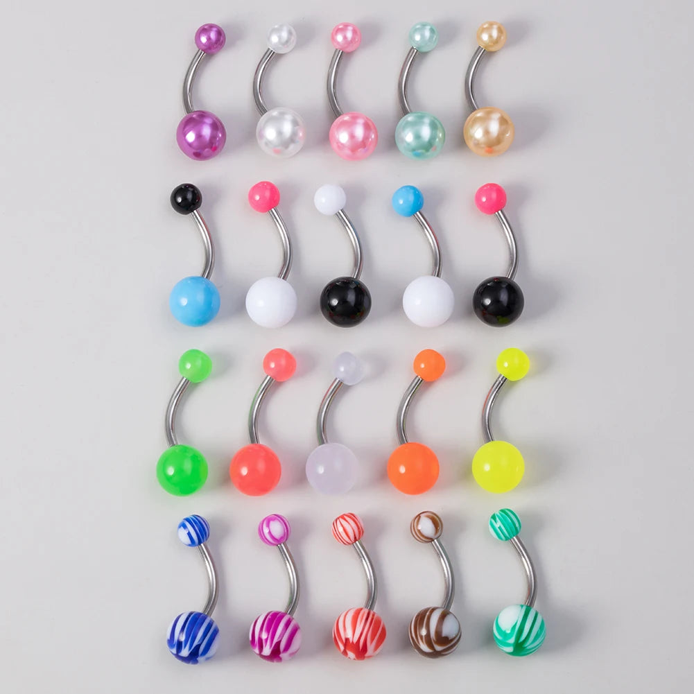 5PCS Acrylic Sexy Belly Rings Surgical Steel Belly Piercing Bar 14G Navel Piercing Belly Button Ring Pierc Jewelry Free Shipping